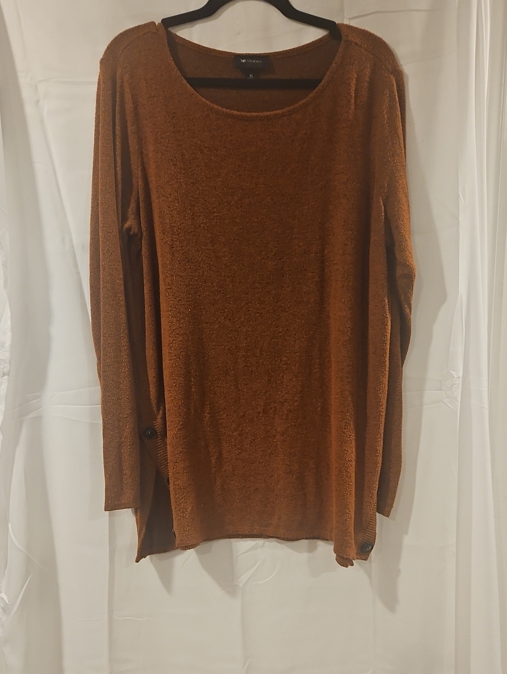 AB Studio Rust Brown Chenille Scoop Neck Pullover